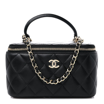 Chanel Lambskin Quilted Small Top Handle Vanity Case With Chain Black 1 of 9