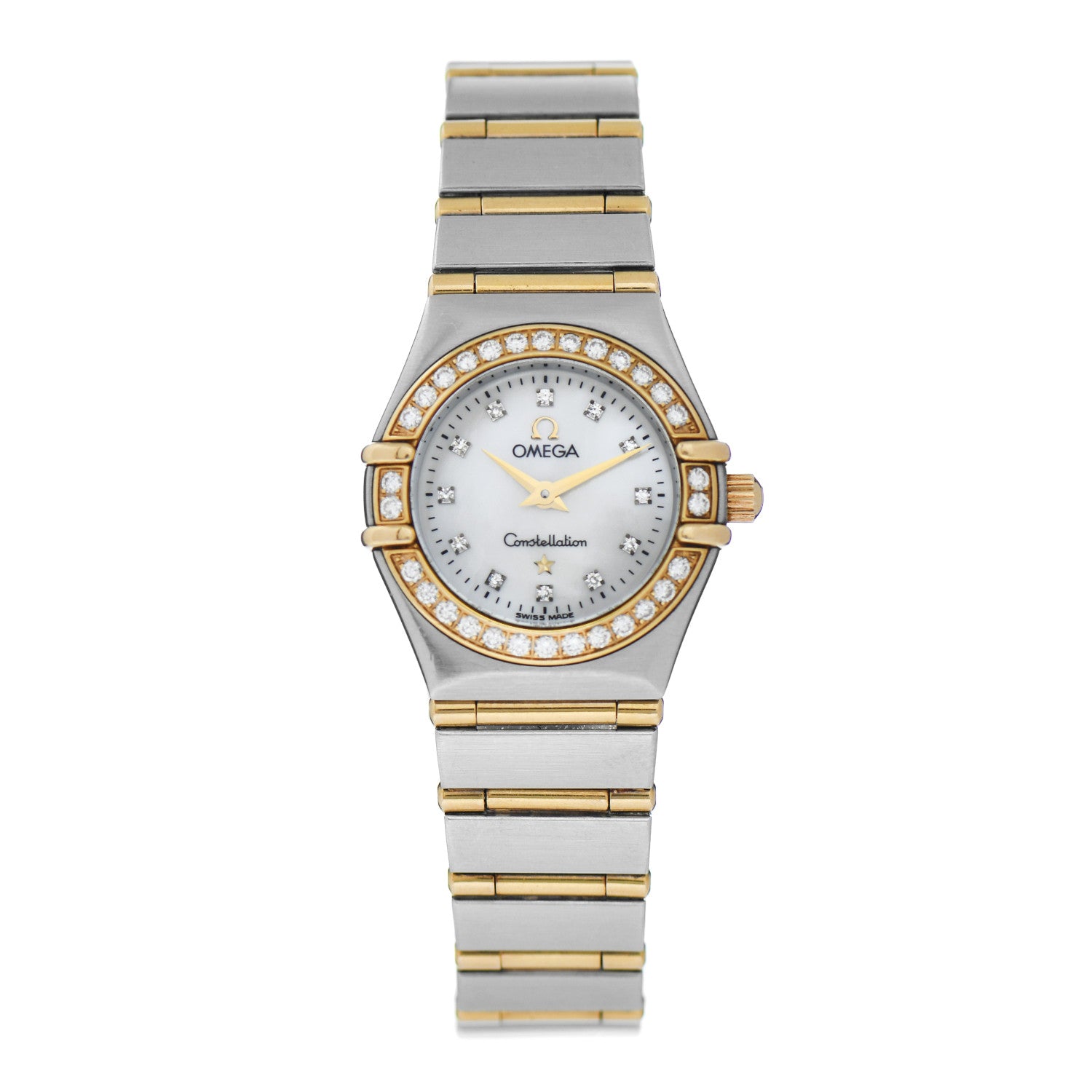 Omega Stainless Steel 18K Yellow Gold Diamond Bezel Mother of Pearl 22mm Constellation Quartz Watch 1267.75.00 1 of 4