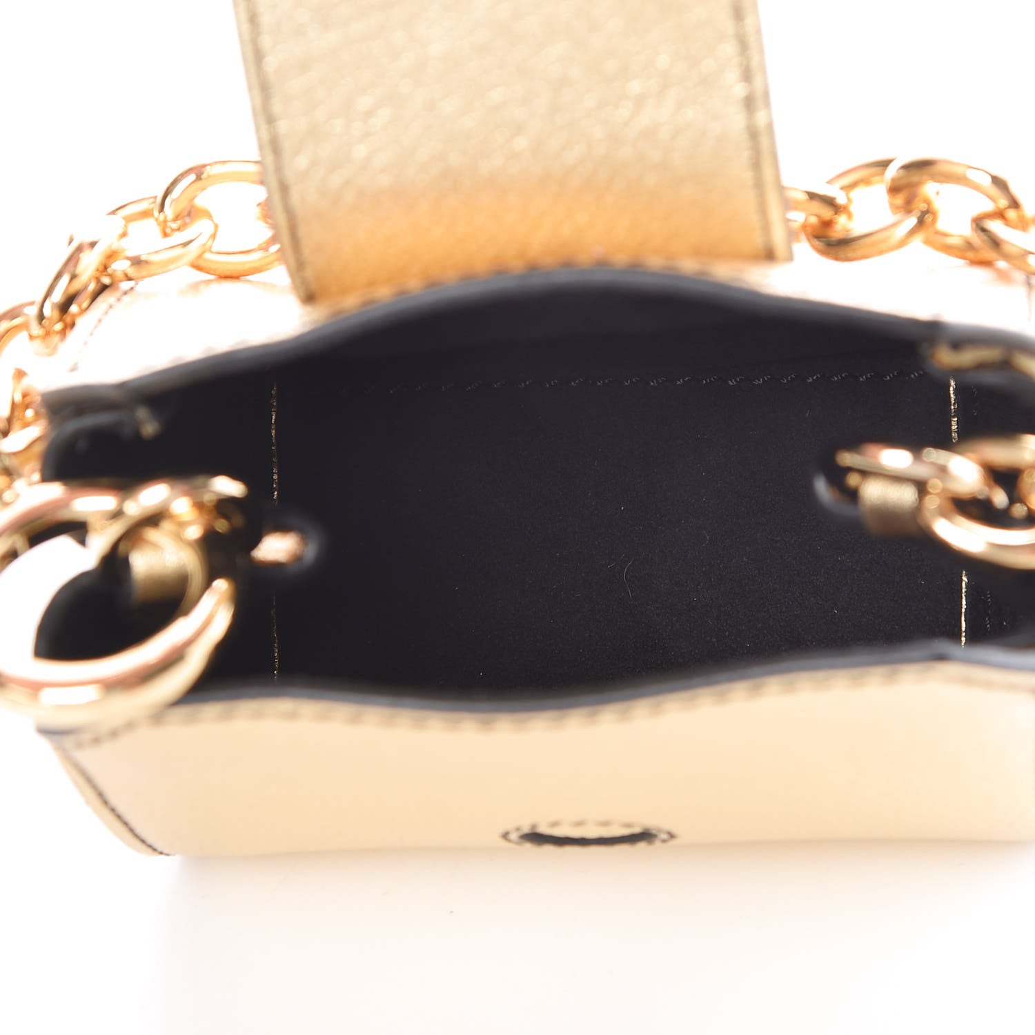 Burberry Metallic Soft Grain Calfskin Micro Buckle Tote Charm Gold 6 of 8
