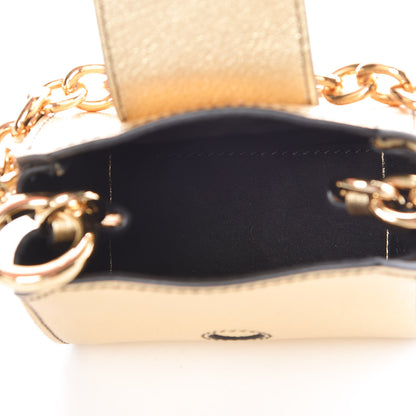 Burberry Metallic Soft Grain Calfskin Micro Buckle Tote Charm Gold 6 of 8