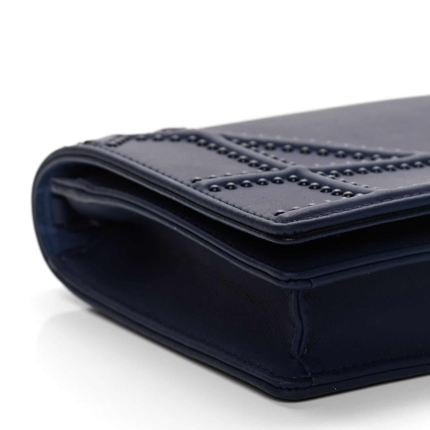 Christian Dior Ultra Matte Calfskin Studded Diorama Wallet on Chain Pouch Indigo 13 of 16