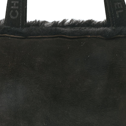 Chanel Suede Shearling Fur Handbag Black 9 of 11