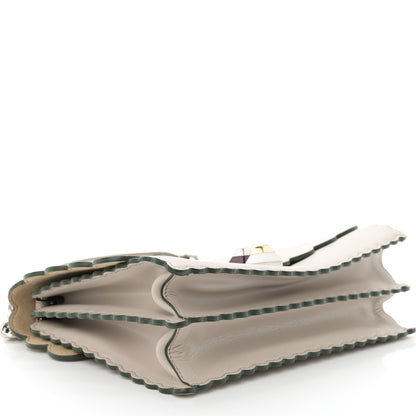Fendi Vitello Liberty Scalloped Studded Kan I Shoulder Bag Grigio Polvere 4 of 11