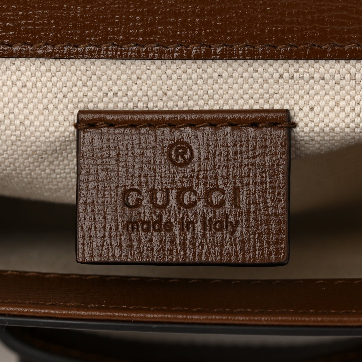 GG Supreme Monogram Azalea Calfskin Web Mini Horsebit 1955 Shoulder Bag Beige Ebony Brown Sugar
