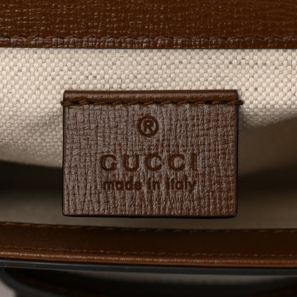 Gucci GG Supreme Monogram Azalea Calfskin Web Mini Horsebit 1955 Shoulder Bag Beige Ebony Brown Sugar 6 of 11