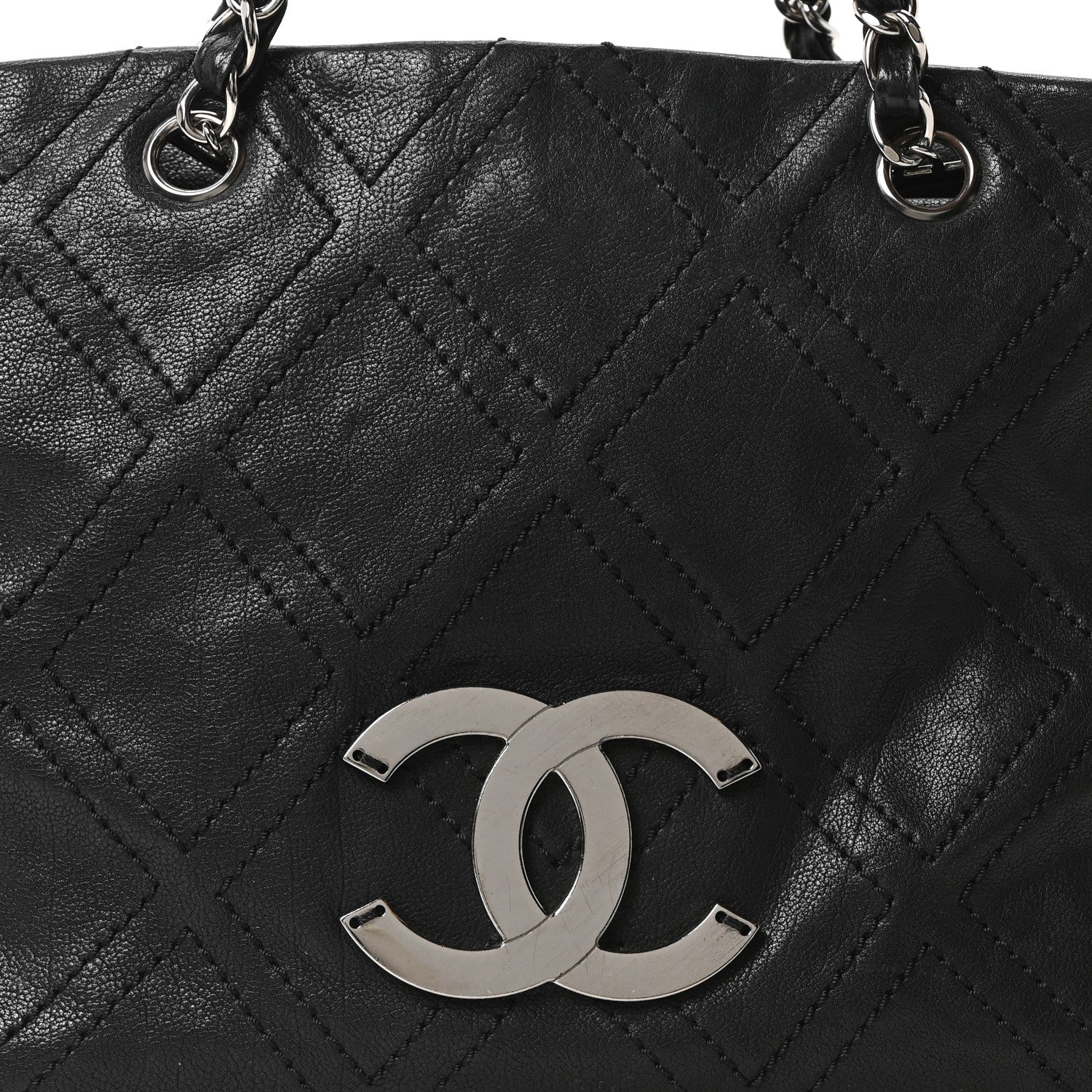 Chanel Calfskin Large Diamond Stitch Tote Black 8 of 10