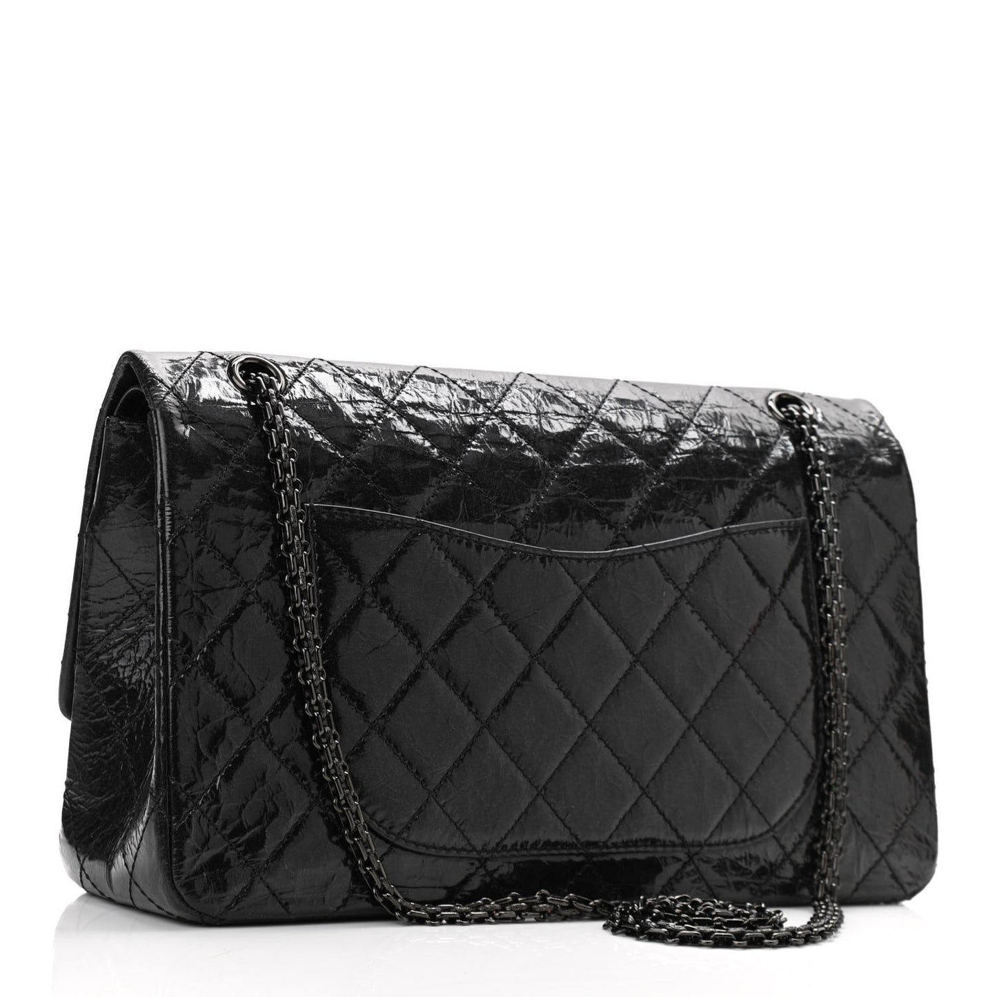 Glazed Aged Calfskin Quilted 2.55 Reissue 227 Flap Black