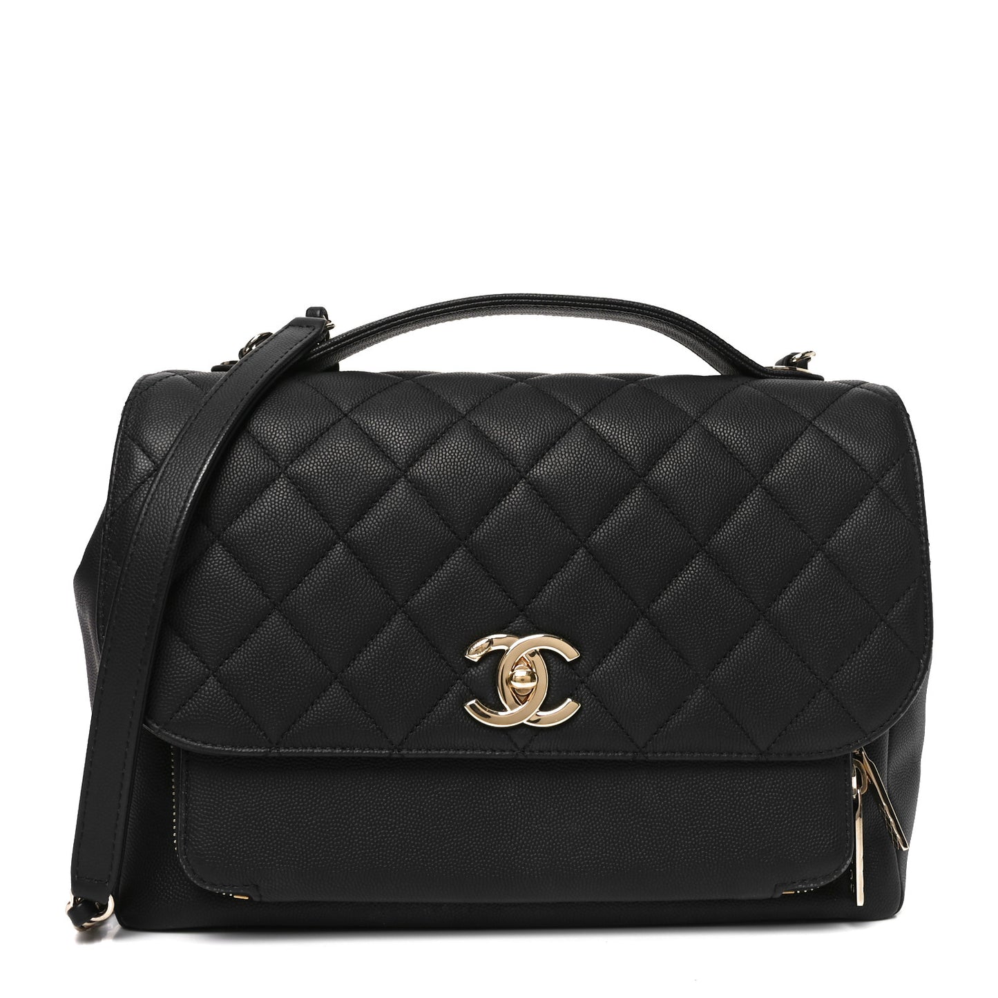 Caviar Quilted Large Business Affinity Flap Black