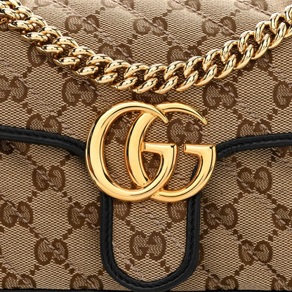 Gucci Monogram Matelasse Diagonal Mini GG Marmont Shoulder Bag Beige Black 8 of 11