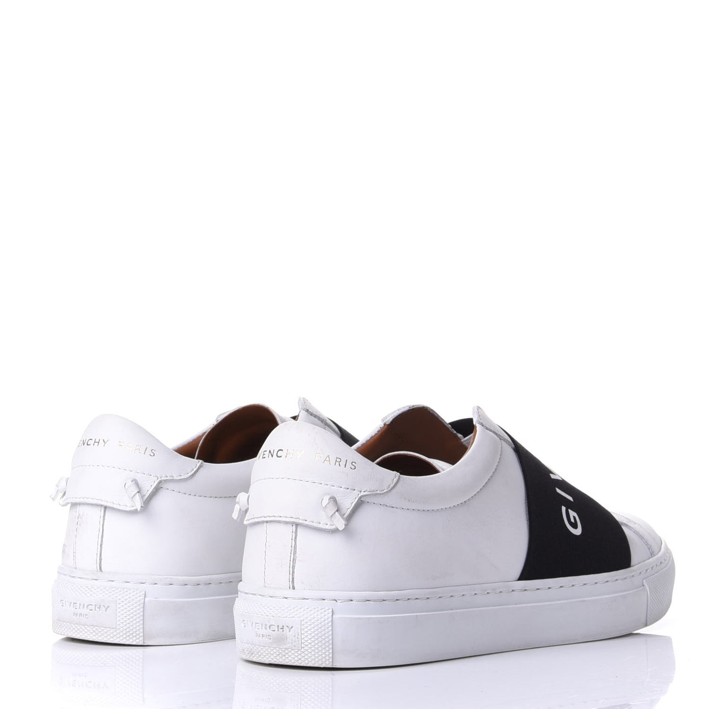 Calfskin Band Logo Womens Urban Street Sneakers 37.5 White Black