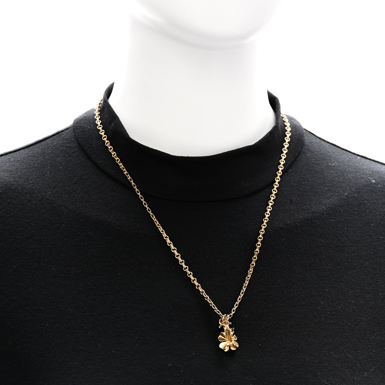 Chanel Metal CC Clover Necklace Gold 2 of 6