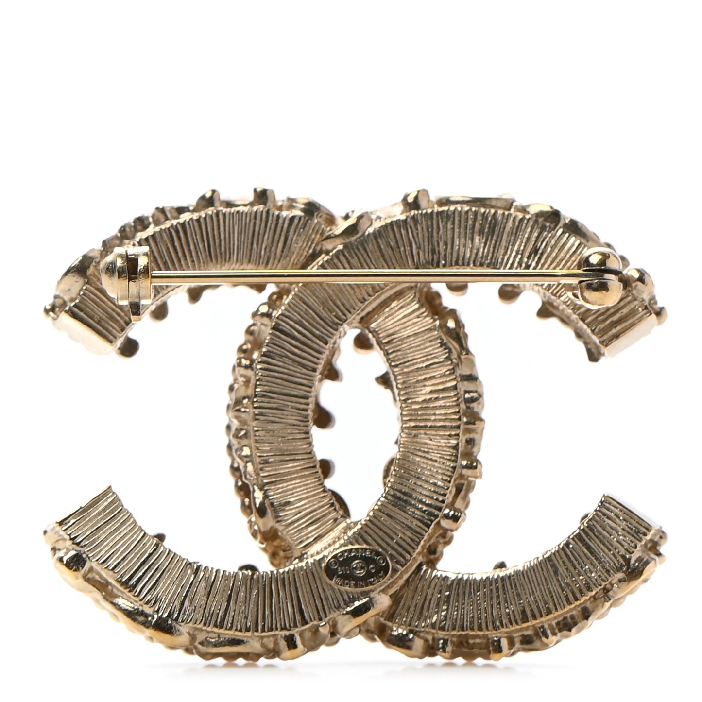 Enamel CC Baroque Brooch Black Gold