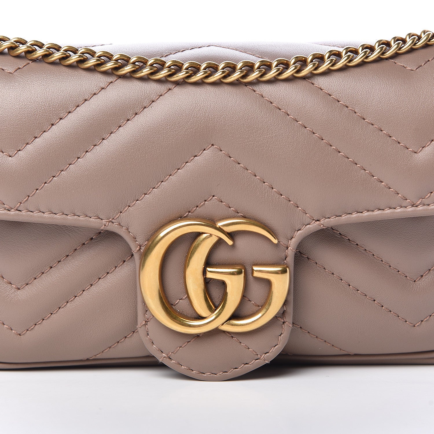 Gucci Calfskin Matelasse Super Mini GG Marmont Shoulder Bag Porcelain Rose 10 of 11
