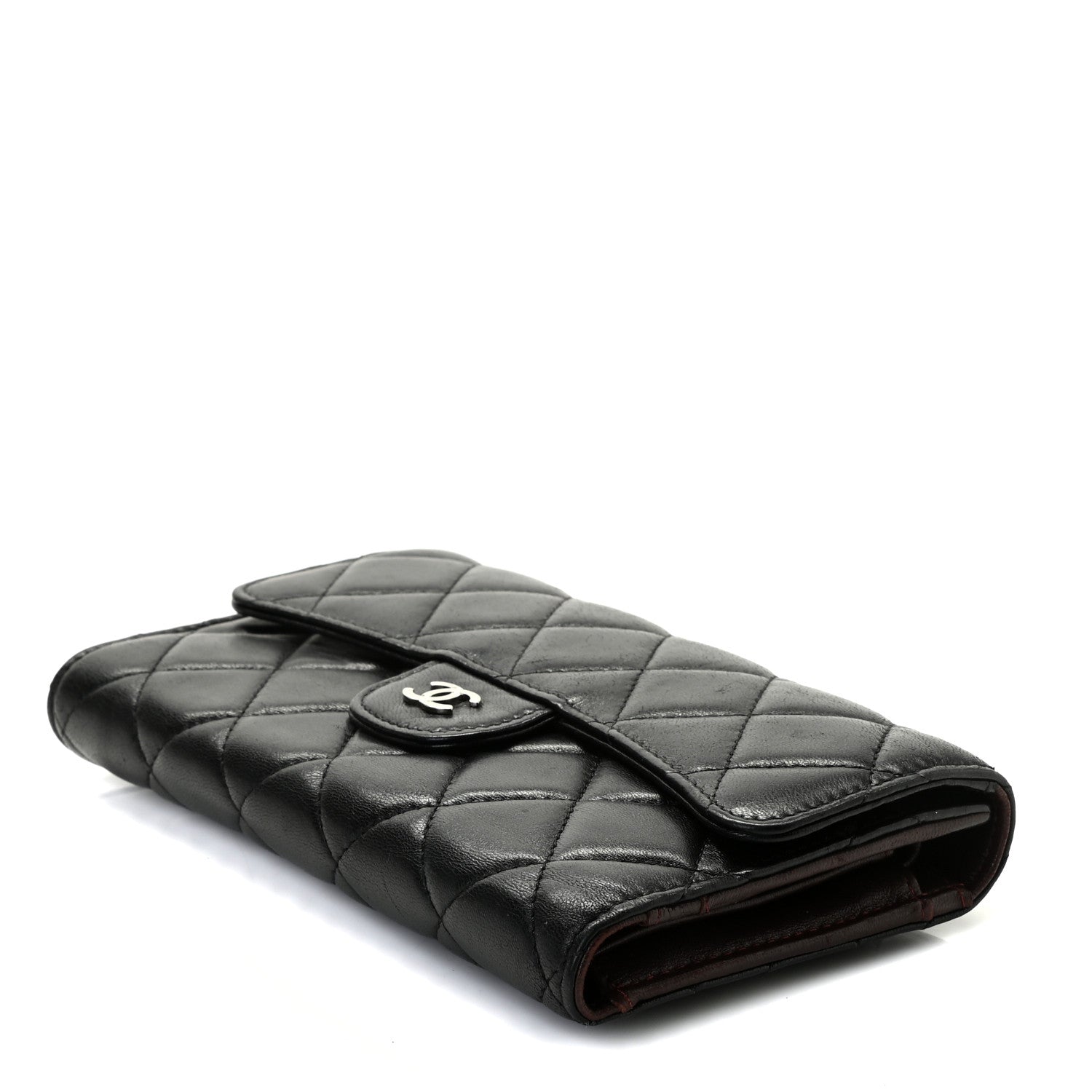 Chanel Lambskin Quilted Large Gusset Flap Wallet Black 4 of 9