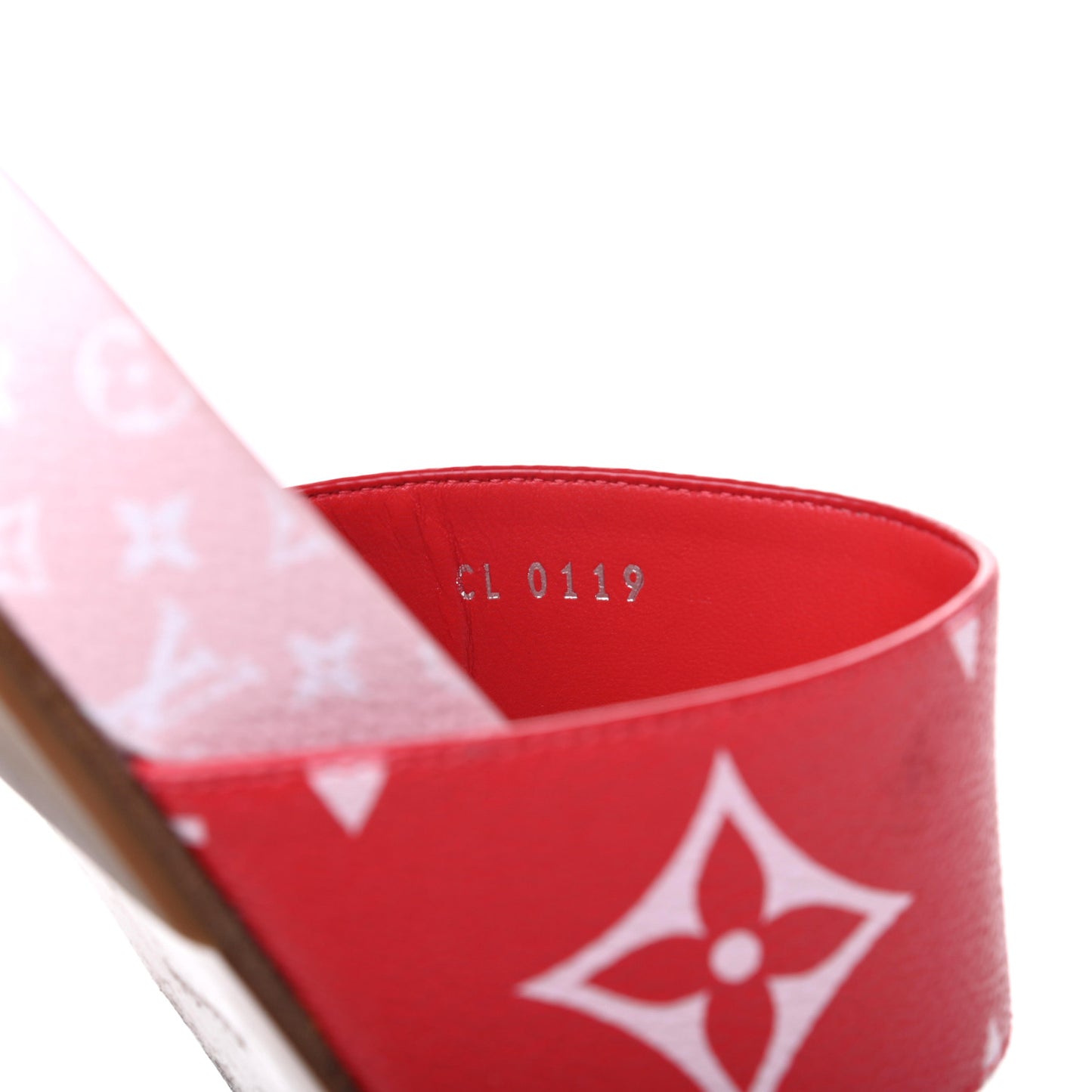 Monogram Giant Bom Dia Flat Mule Sandals 37.5 Rouge Rose