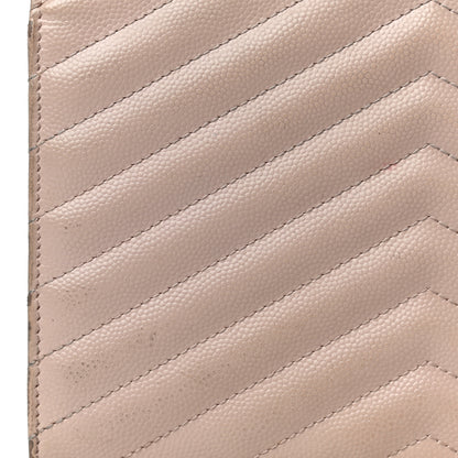 Saint Laurent Grain De Poudre Matelasse Chevron Monogram Envelope Chain Wallet Nude Powder 25 of 30