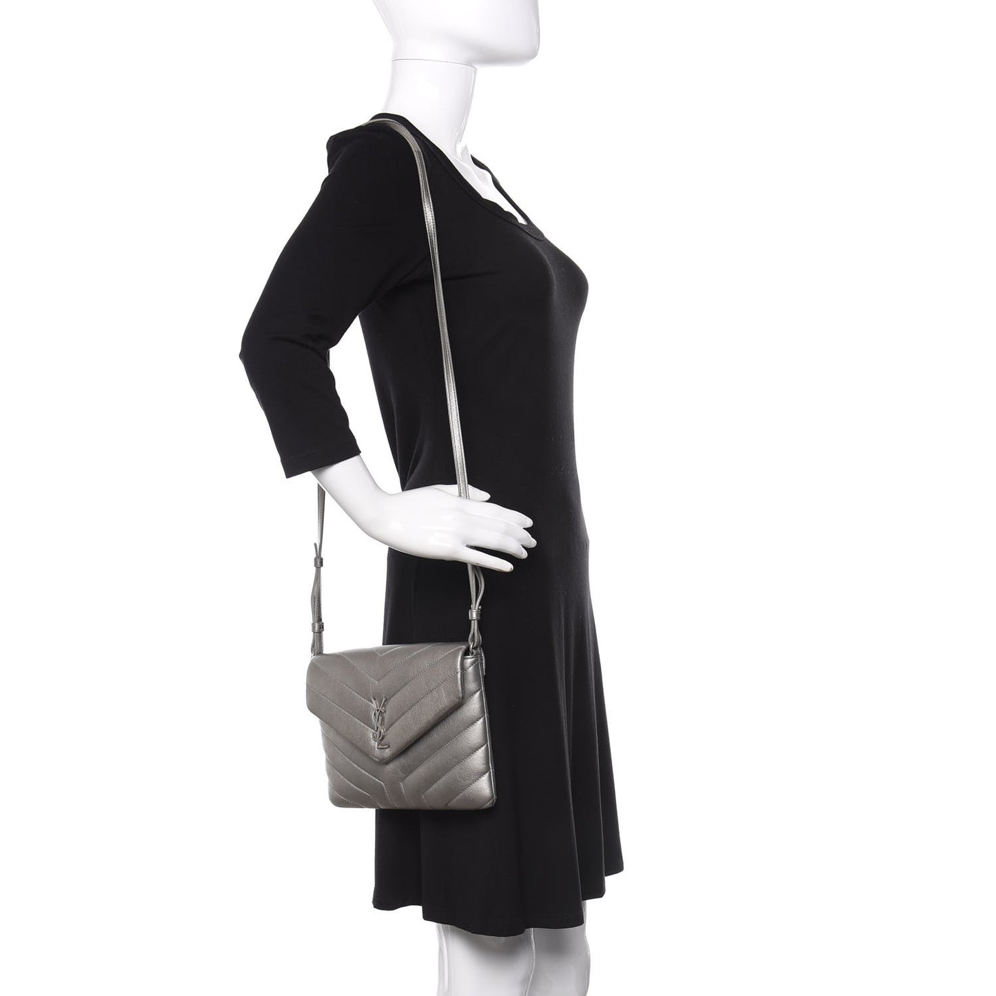 Calfskin Y Quilted Monogram Loulou Flap Bag Argento