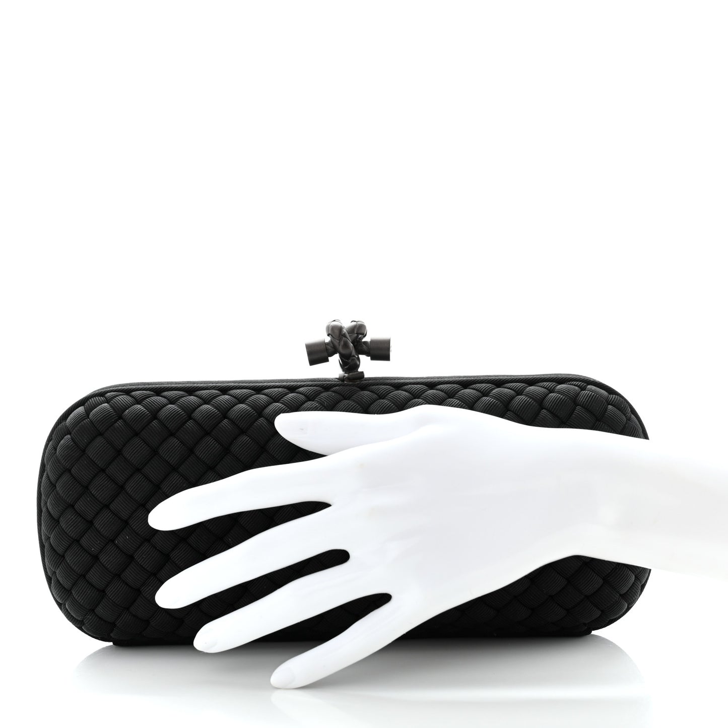 Silk Faille Intrecciato Knot Clutch Black