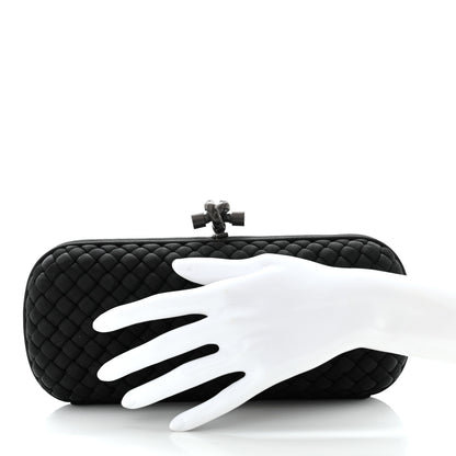 Bottega Veneta Silk Faille Intrecciato Knot Clutch Black 2 of 6