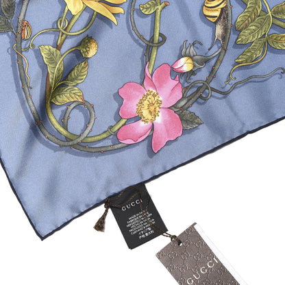 Gucci Silk Twill Flowerwebby Square Scarf Sky Blue 2 of 4