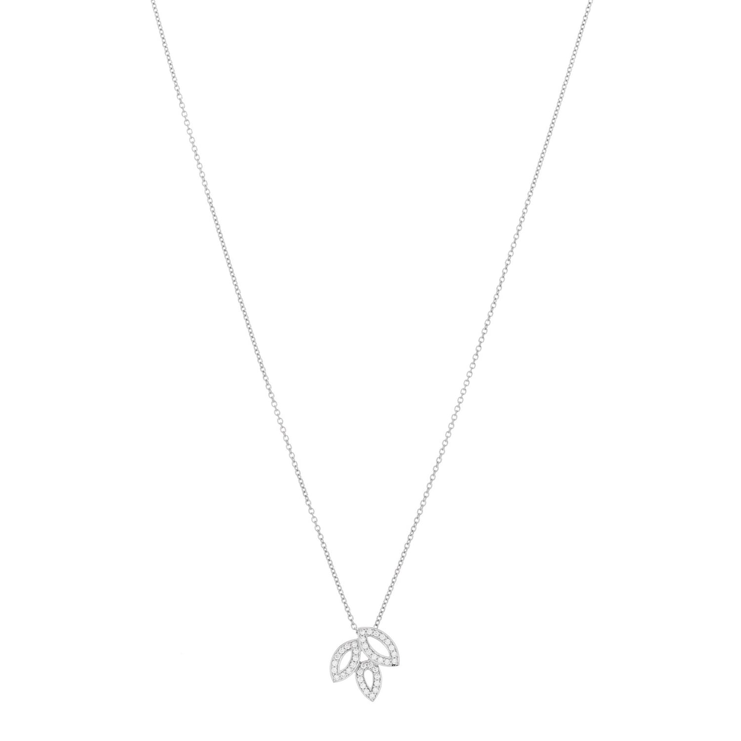 Platinum Diamond Small Lily Cluster Pendant Necklace