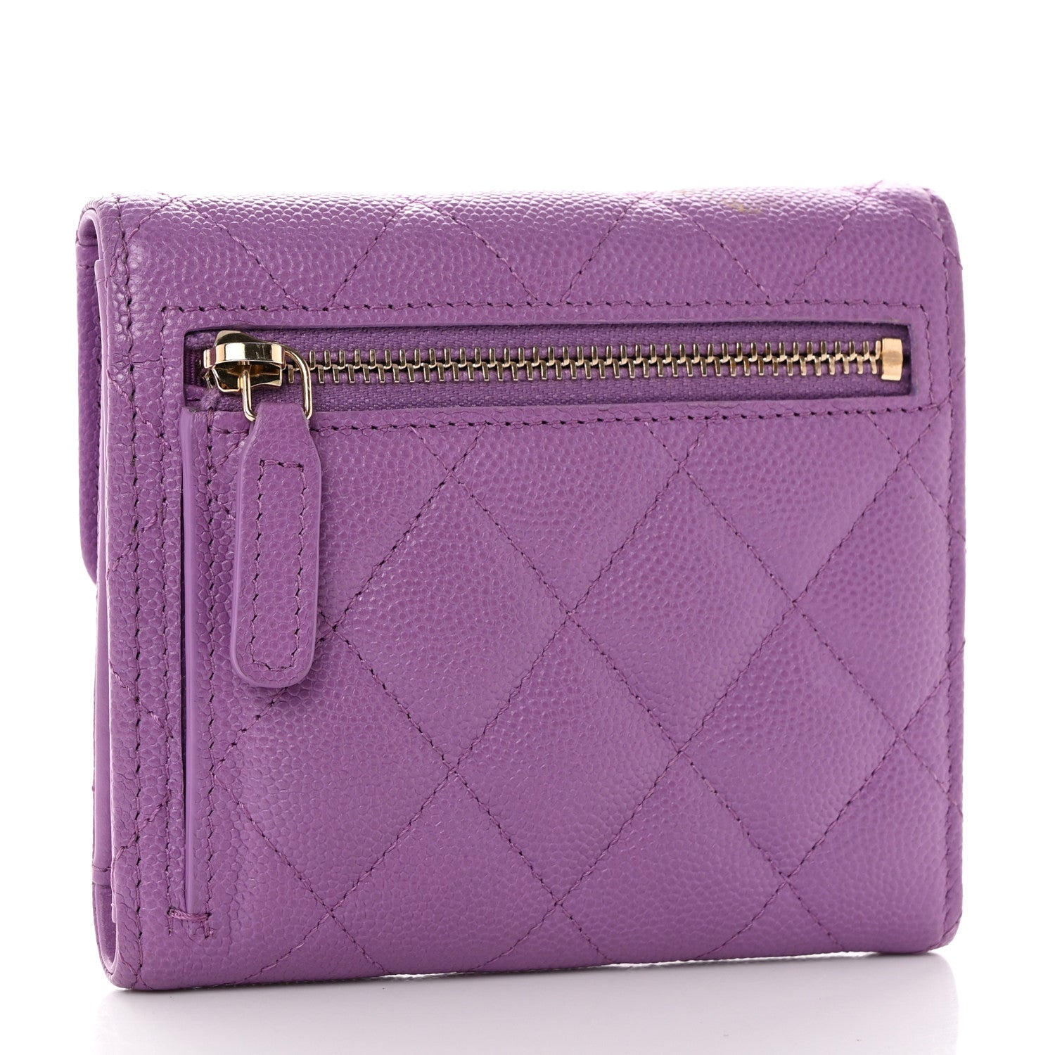 Chanel Caviar Quilted Compact Flap Wallet Purple 3 of 10