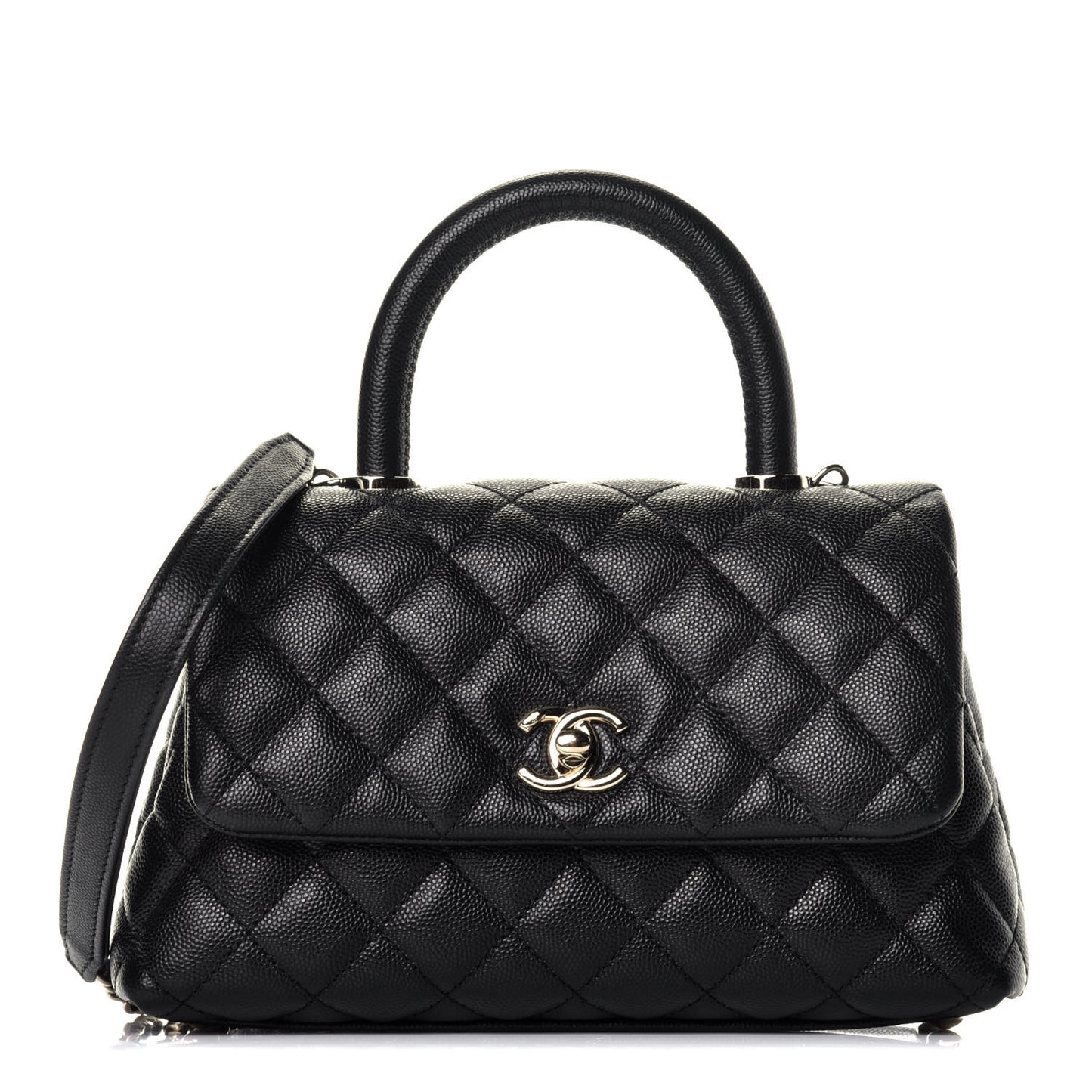 Caviar Quilted Mini Coco Handle Flap Black