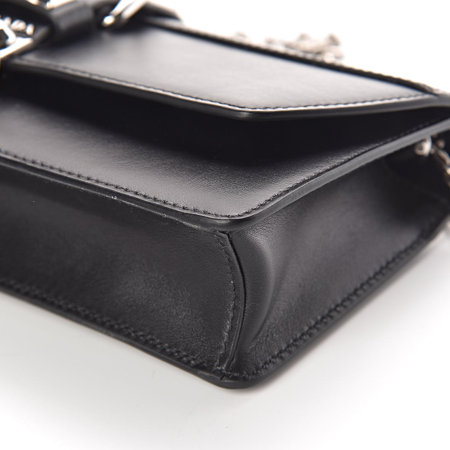 City Calfskin Saffiano Studded Elektra Clutch Black