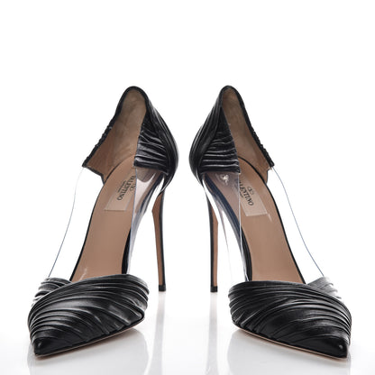 Valentino Garavani Ruched Lambskin PVC B-Drape Pumps 39 Black 5 of 13
