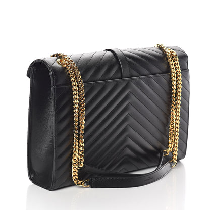 Saint Laurent Grain De Poudre Matelasse Chevron Large Monogram Satchel Black 3 of 8