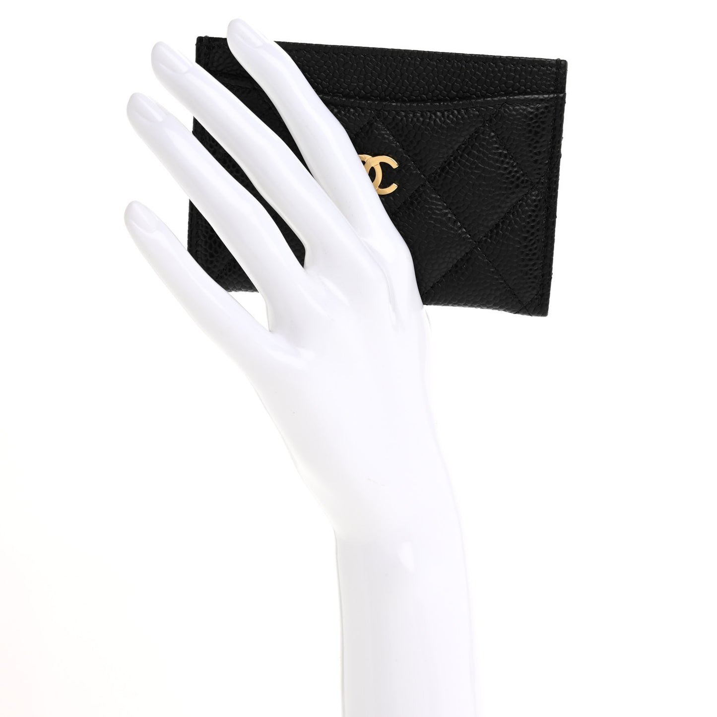Caviar Quilted Card Holder Black