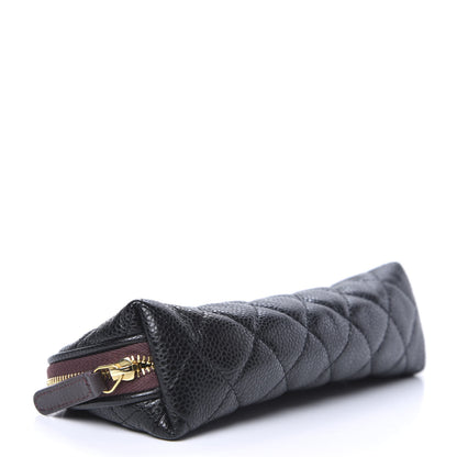 Chanel Caviar Quilted Long Cosmetic Case Black 4 of 9