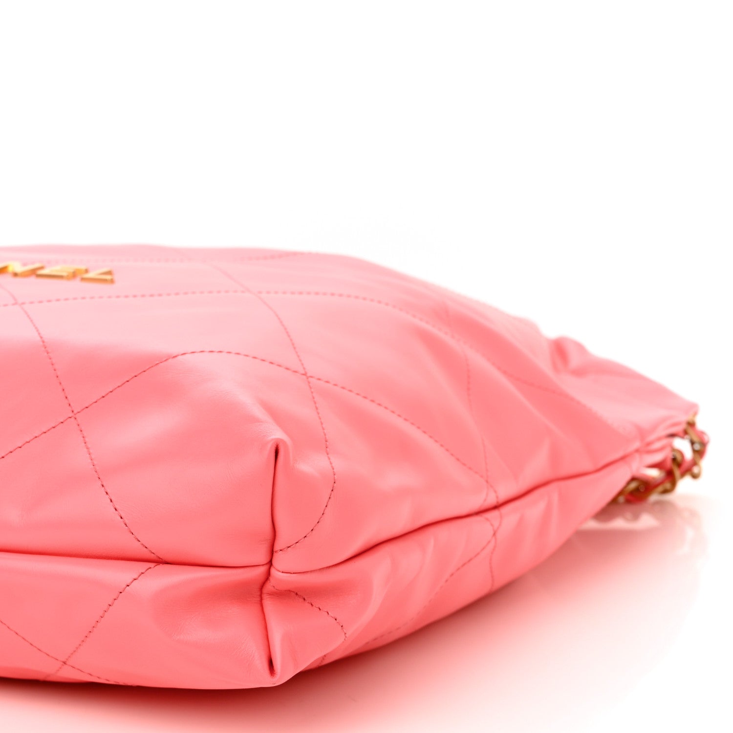 Chanel Shiny Calfskin Quilted Chanel 22 Drawstring Bag Coral Pink 11 of 11