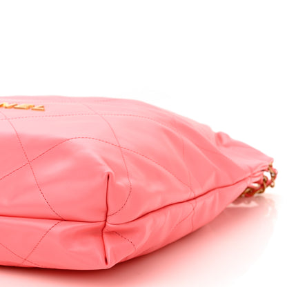 Chanel Shiny Calfskin Quilted Chanel 22 Drawstring Bag Coral Pink 11 of 11
