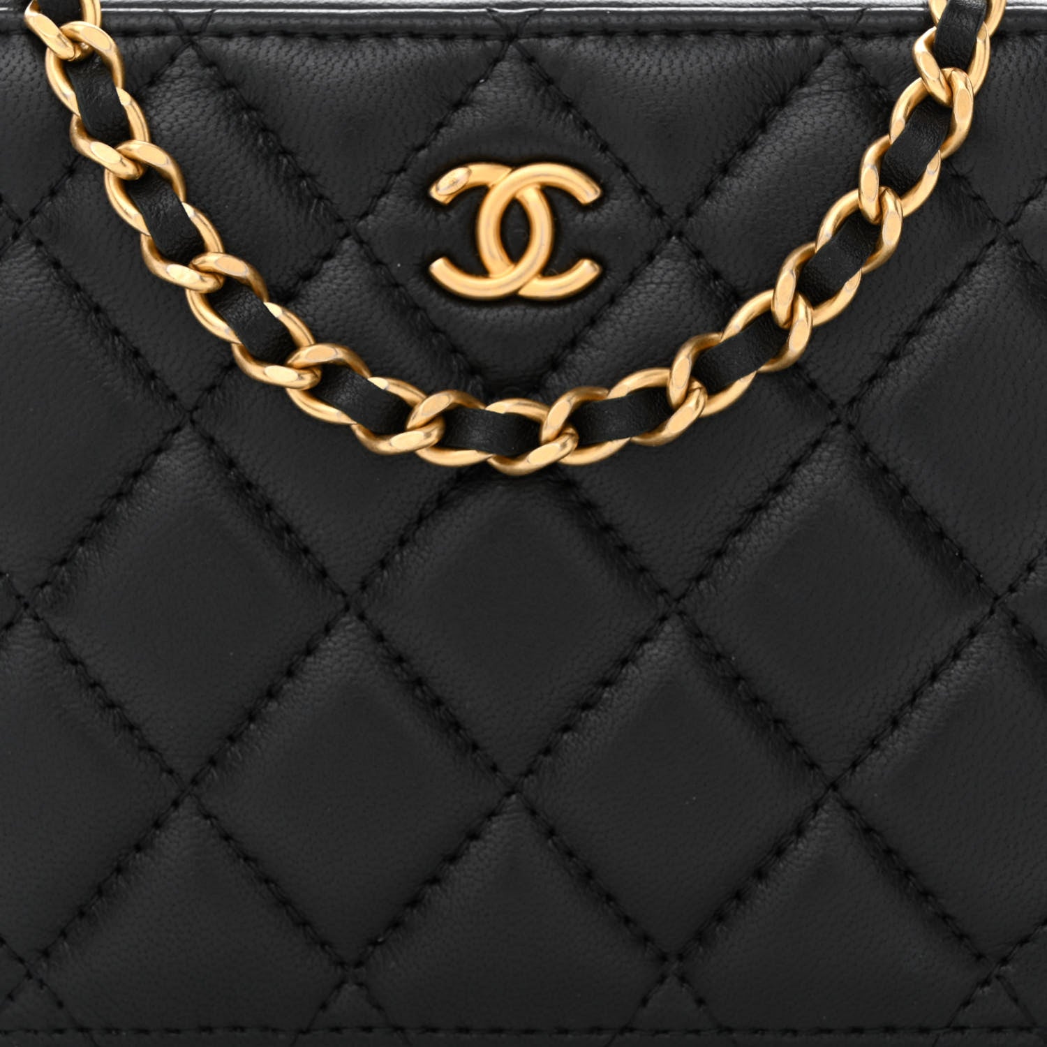 Chanel Lambskin Quilted CC Pearl Crush Camera Case Black 8 of 11
