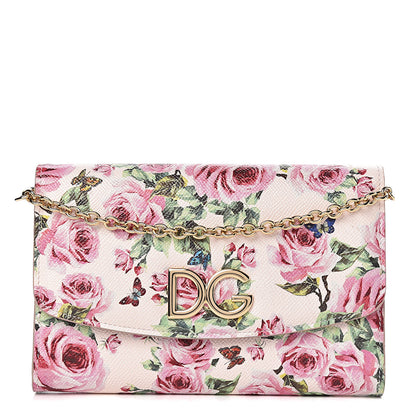 Dolce & Gabbana Dauphine Rose Print Wallet On Chain Pink 1 of 9