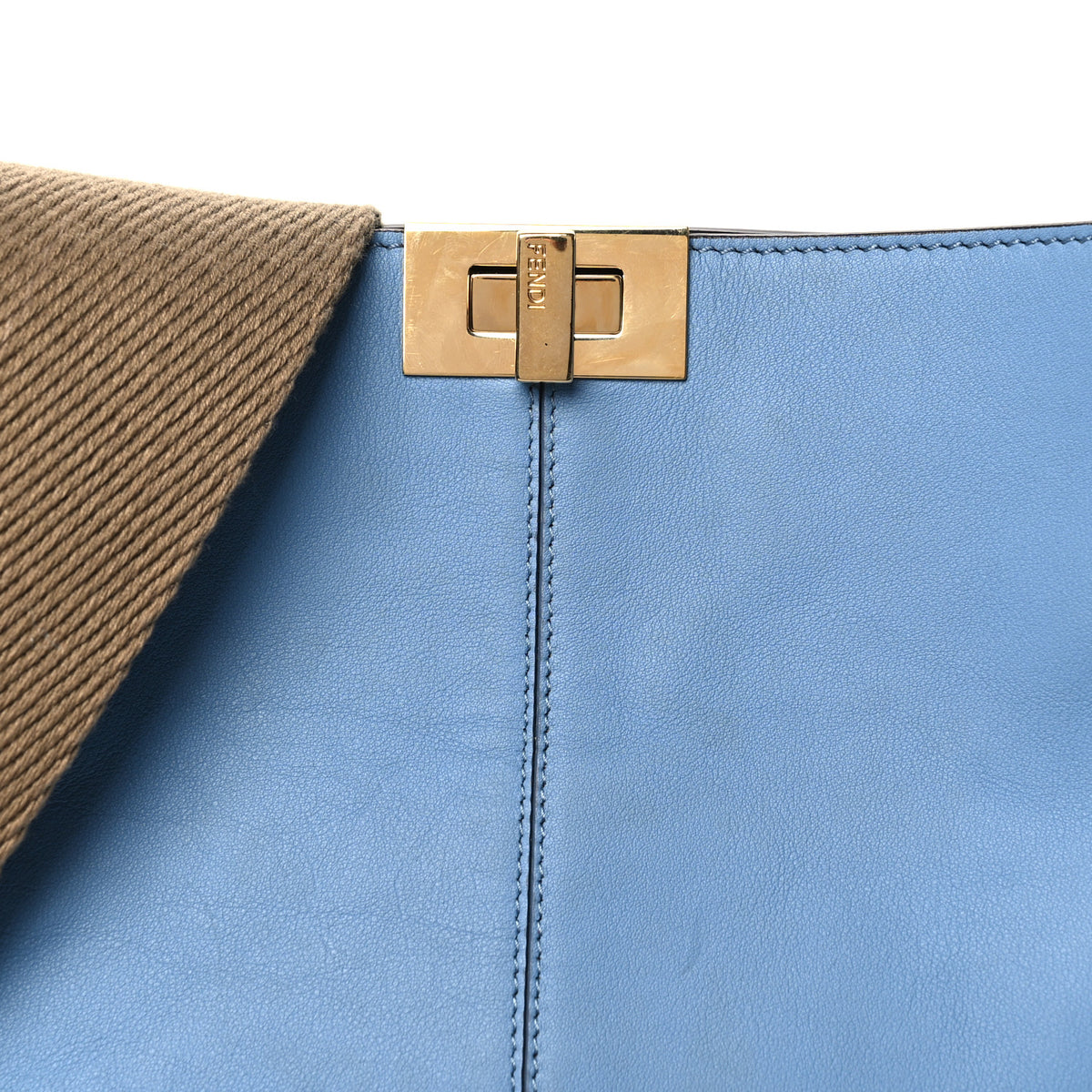 Fendi Vitello Seta Nabuk Pequin Medium Peekaboo X-Lite Blue Brown 8 of 10