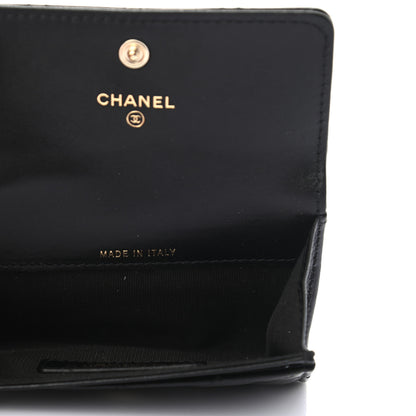 Chanel Lambskin Quilted CC Button Flap Card Holder Black 5 of 6