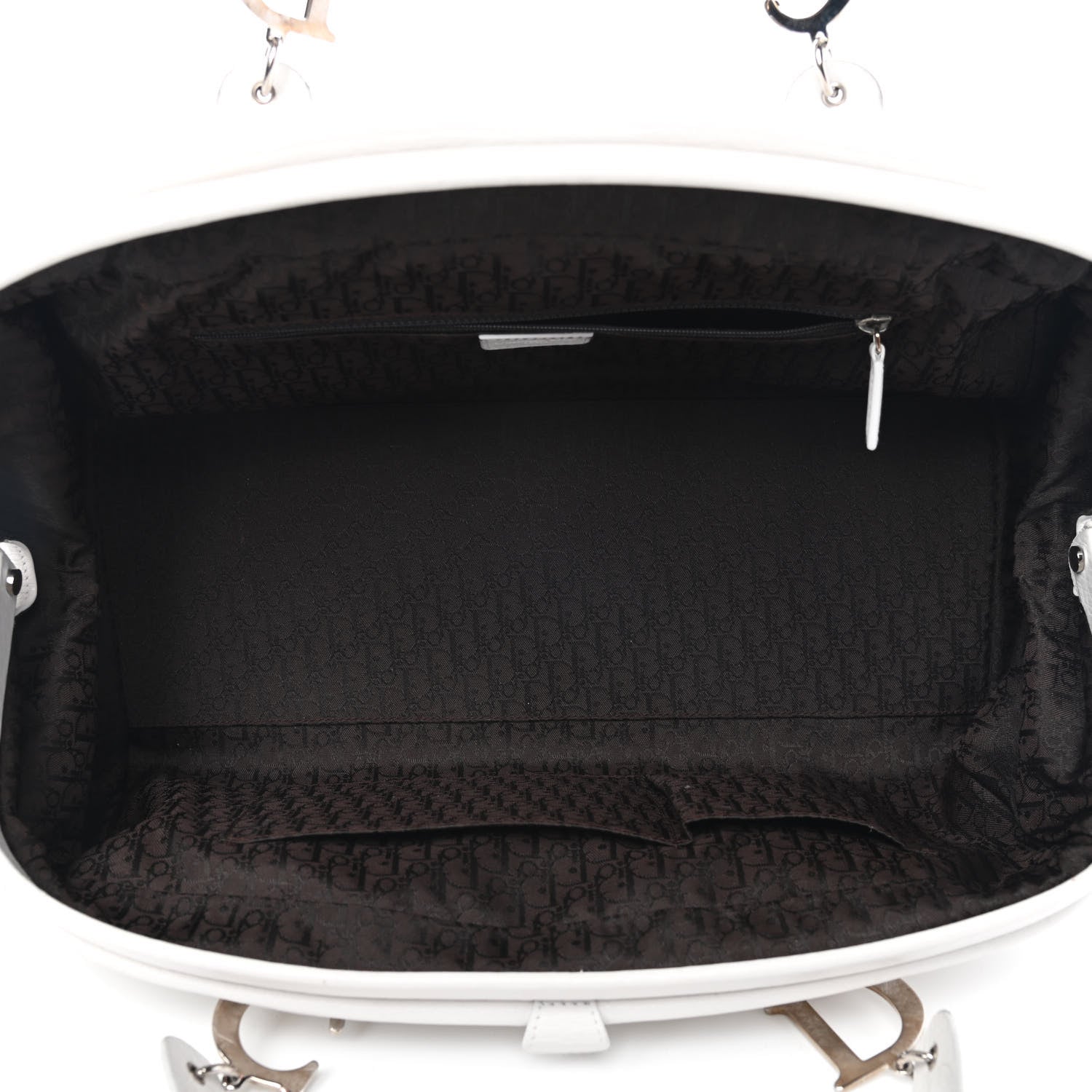 Christian Dior Calfskin Buckle Frame Satchel White 4 of 8