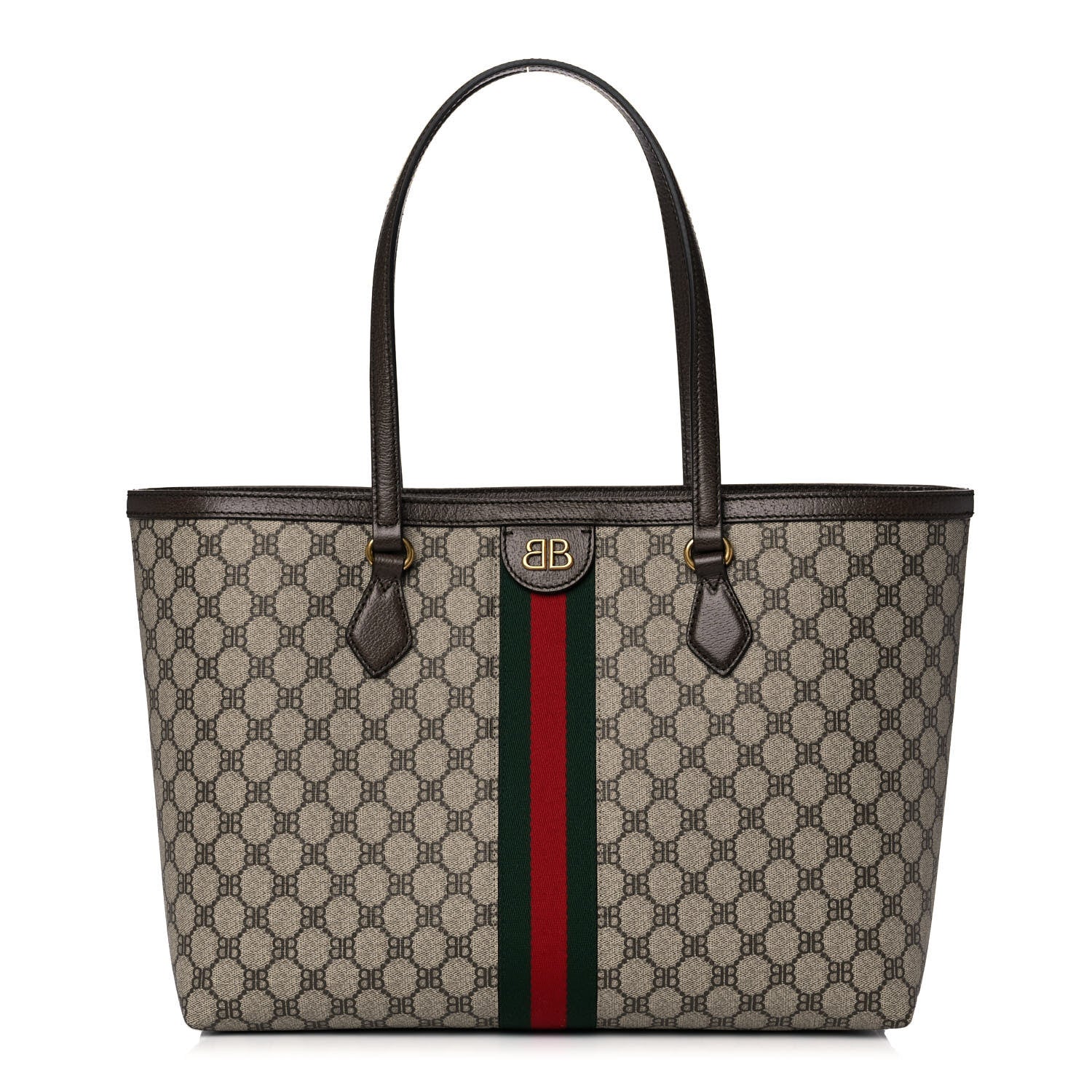 Gucci X BALENCIAGA BB Supreme Monogram Web Medium Ophidia Shopping Tote Beige New Acero 1 of 11