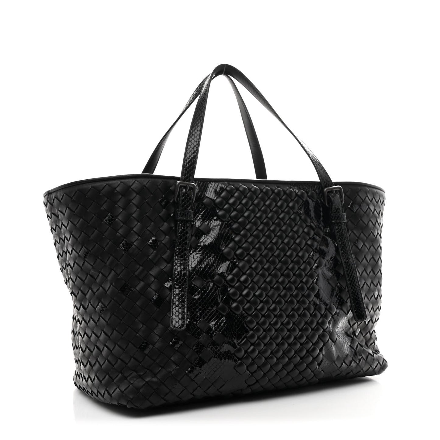 Nappa Ayers Intrecciato Medium Seamless Tote Black