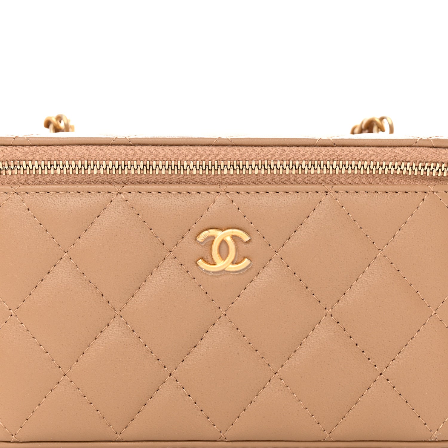 Chanel Lambskin Quilted Pearl Crush Small Vanity Case With Chain Beige 8 of 11