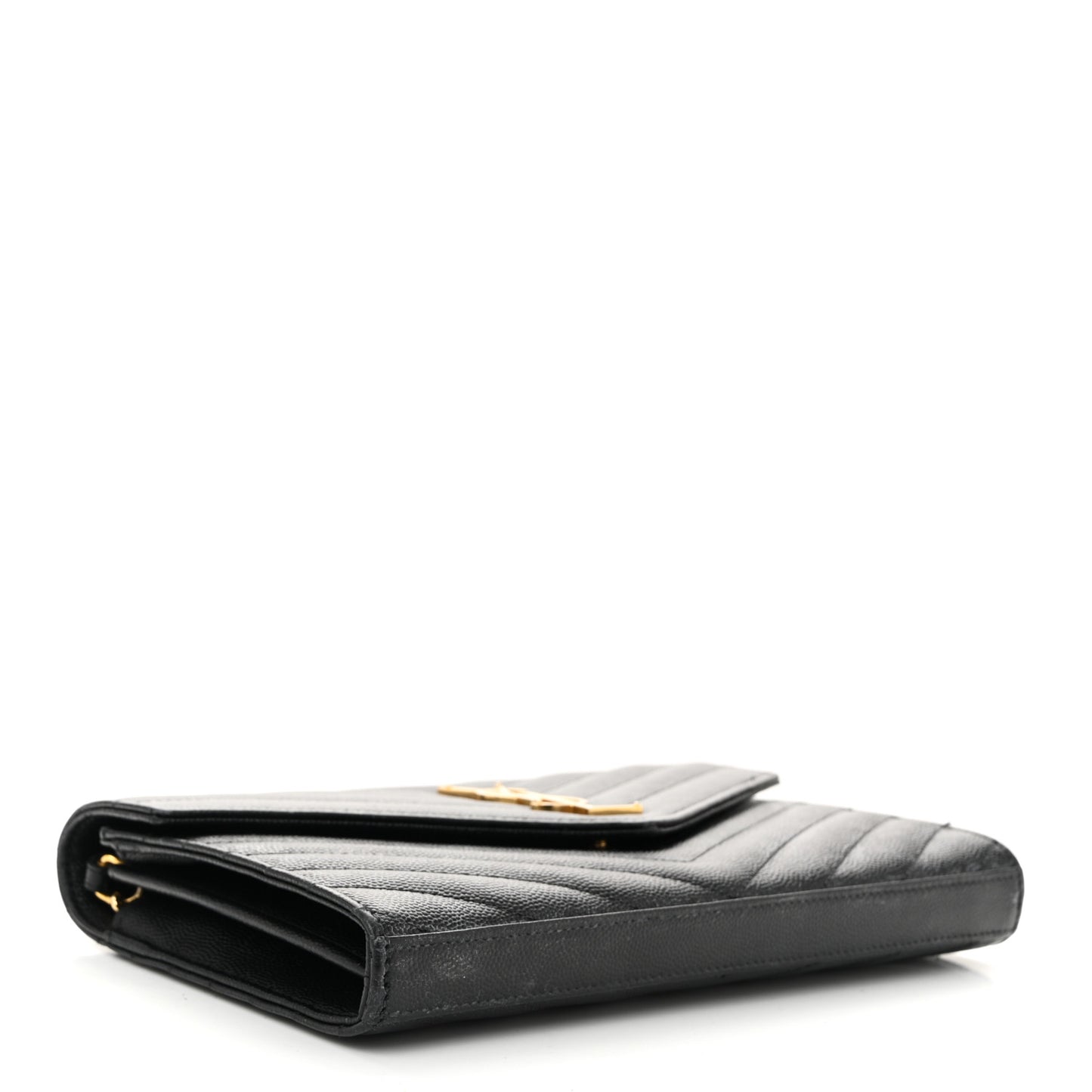 Grain De Poudre Matelasse Chevron Monogram Chain Wallet Black