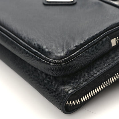 Prada Saffiano Travel Double Zip Crossbody Belt Bag Black 11 of 13