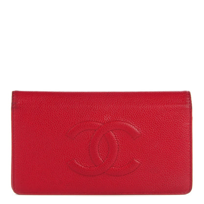 Chanel Caviar Timeless CC Yen Wallet Red 1 of 8