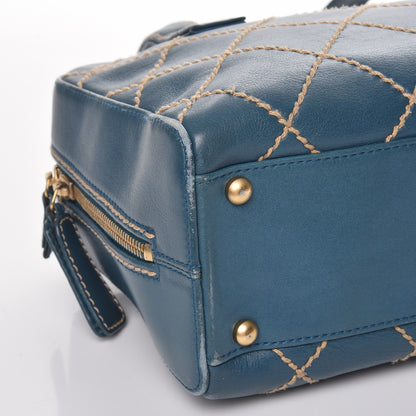 Chanel Calfskin Contrast Stitch Surpique Bowler Blue 8 of 10