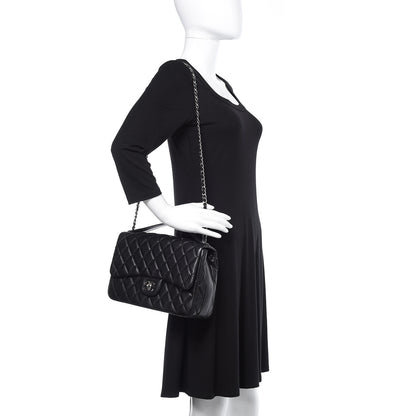 Chanel Lambskin Quilted Jumbo Easy Carry Flap Black 2 of 16