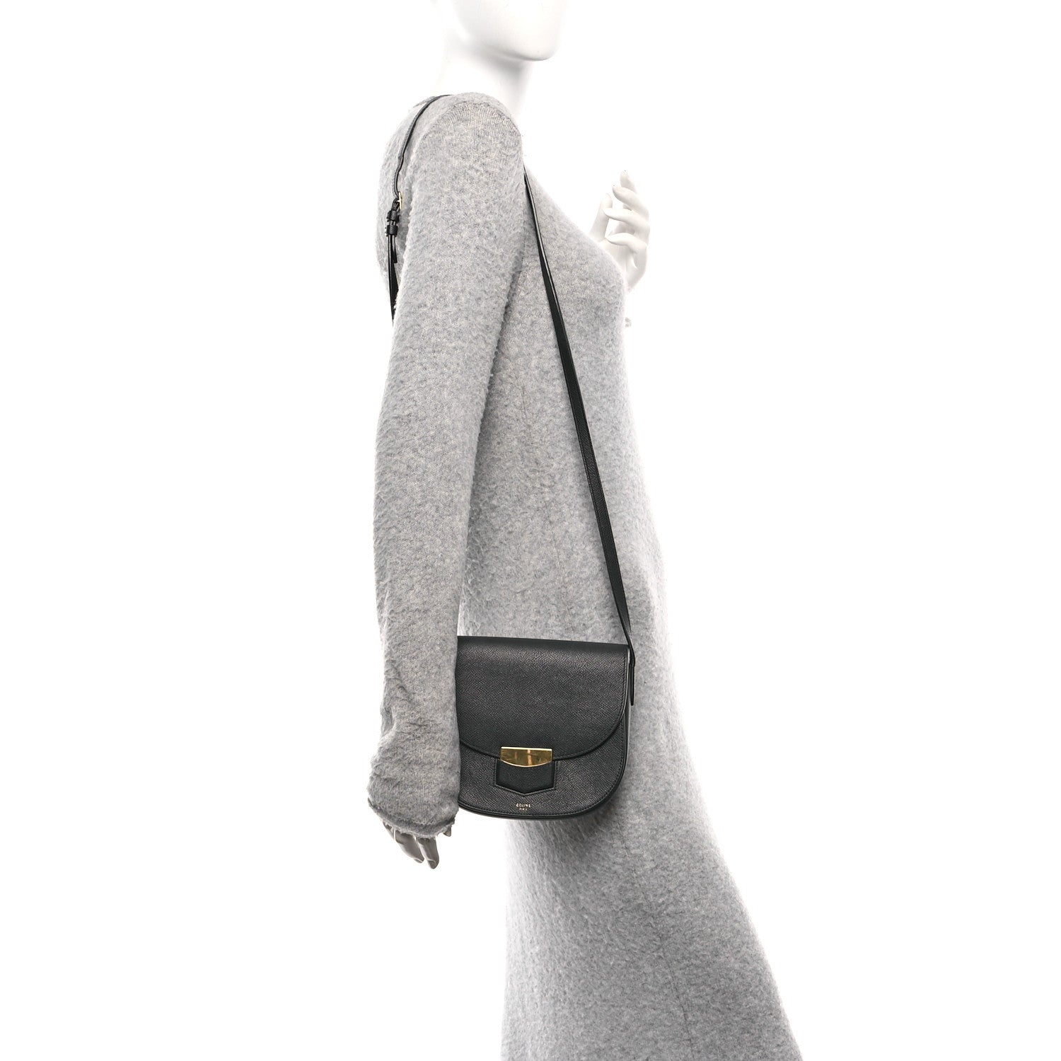 Celine Grained Calfskin Small Trotteur Black 2 of 10