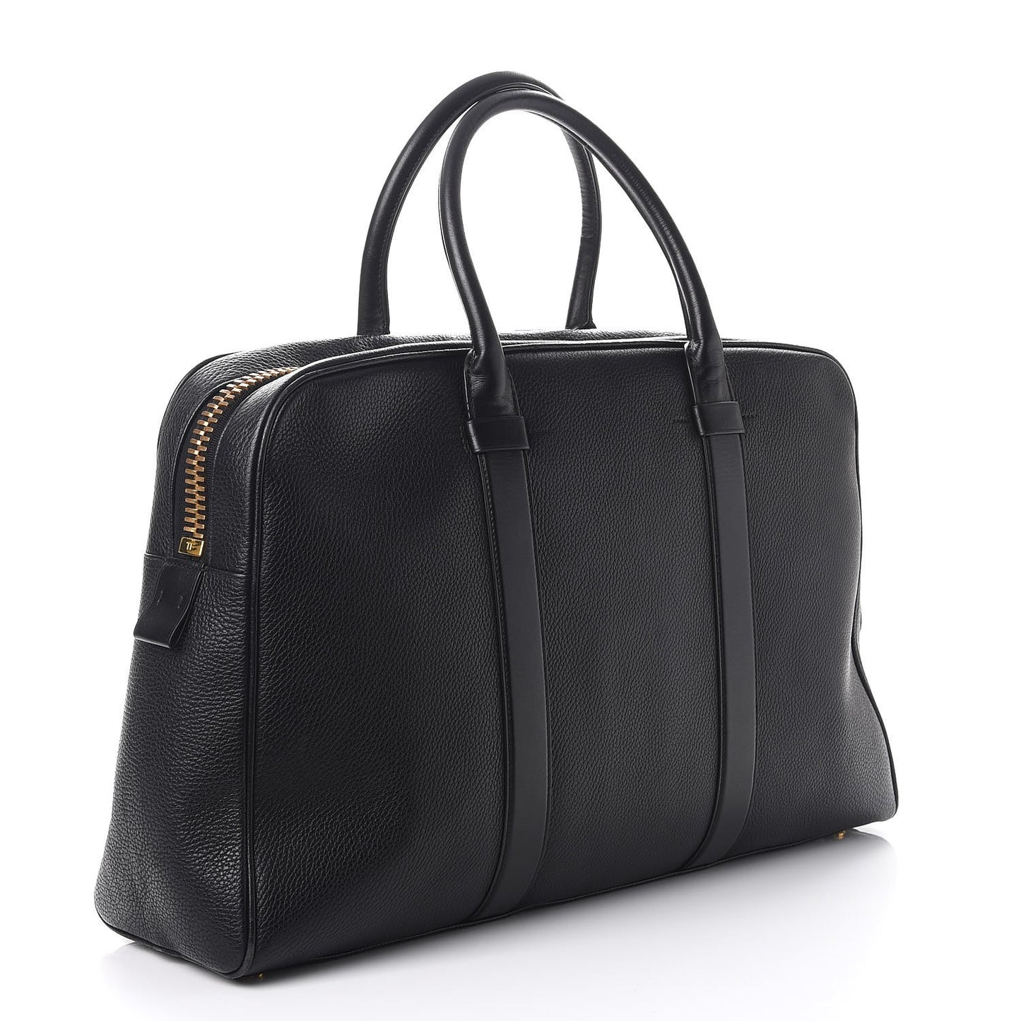 Calfskin Buckley Flat Trapeze Briefcase Black
