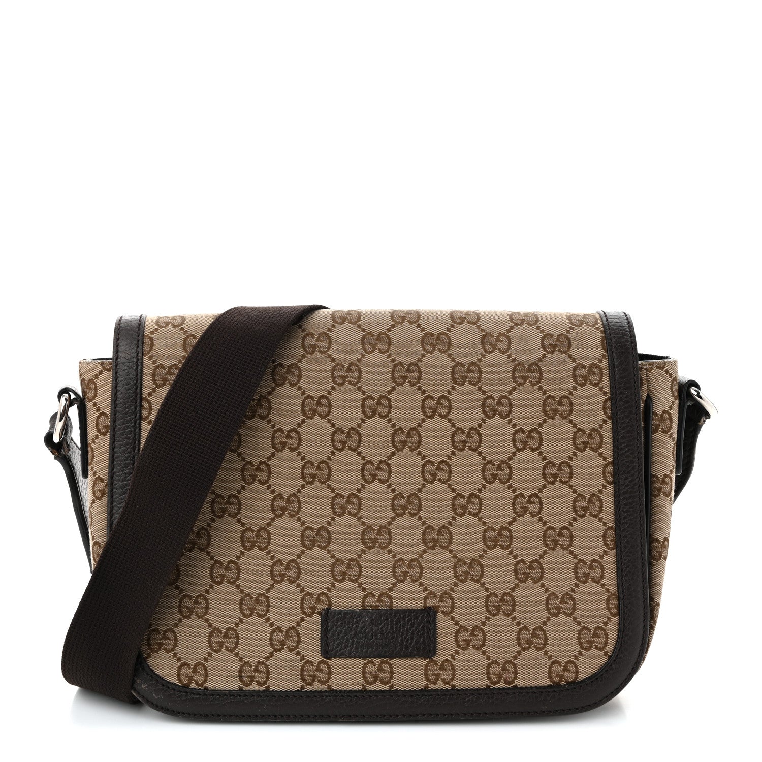 Gucci Monogram Flap Messenger Bag Beige Dark Brown 1 of 12